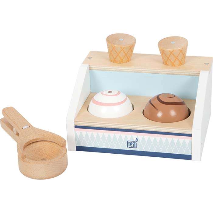 Doeppiedee Houtenspeelgoedkeukentje Met Ijsjes Ijscoman Ijshoorntjes Ijsschep Ijstang Vitrine Ijsvitrine Bolletjes Ijs Ijsjes Small Foot Legler Houtenspeelgoed