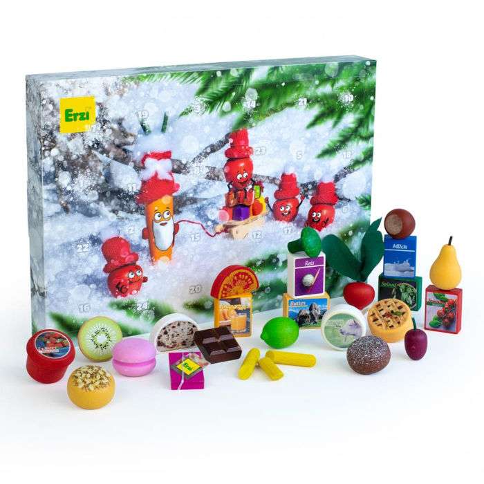 Doeppiedee Adventkalender Speeleten Erzi Kerst Advent Vakjes Hout Eten Houtenspeelgoedkeukentje